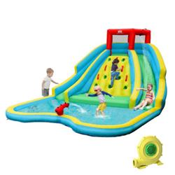 OP70458 Inflatable Water Park Bounce House with Double Slide & Climbing Wall
