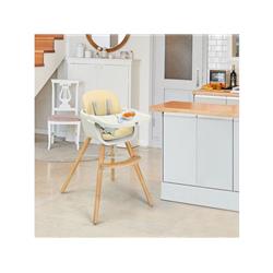 BB5249WH Wooden Baby 3-in-1 Convertible High chair with Cushion, White