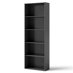 HW60186BK 5-Shelf Storage Bookcase Modern Multi-Functional Display Cabinet Furniture, Black