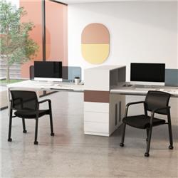 CB10544DK-2 Stackable Reception Room Chair with Padded Seat, Black - Set of 2