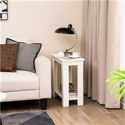JV10906WH 2-Tier Modern Compact End Table with Storage Shelf, White