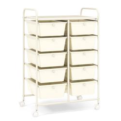 JV11073WH 10-Drawer Rolling Storage Cart, White