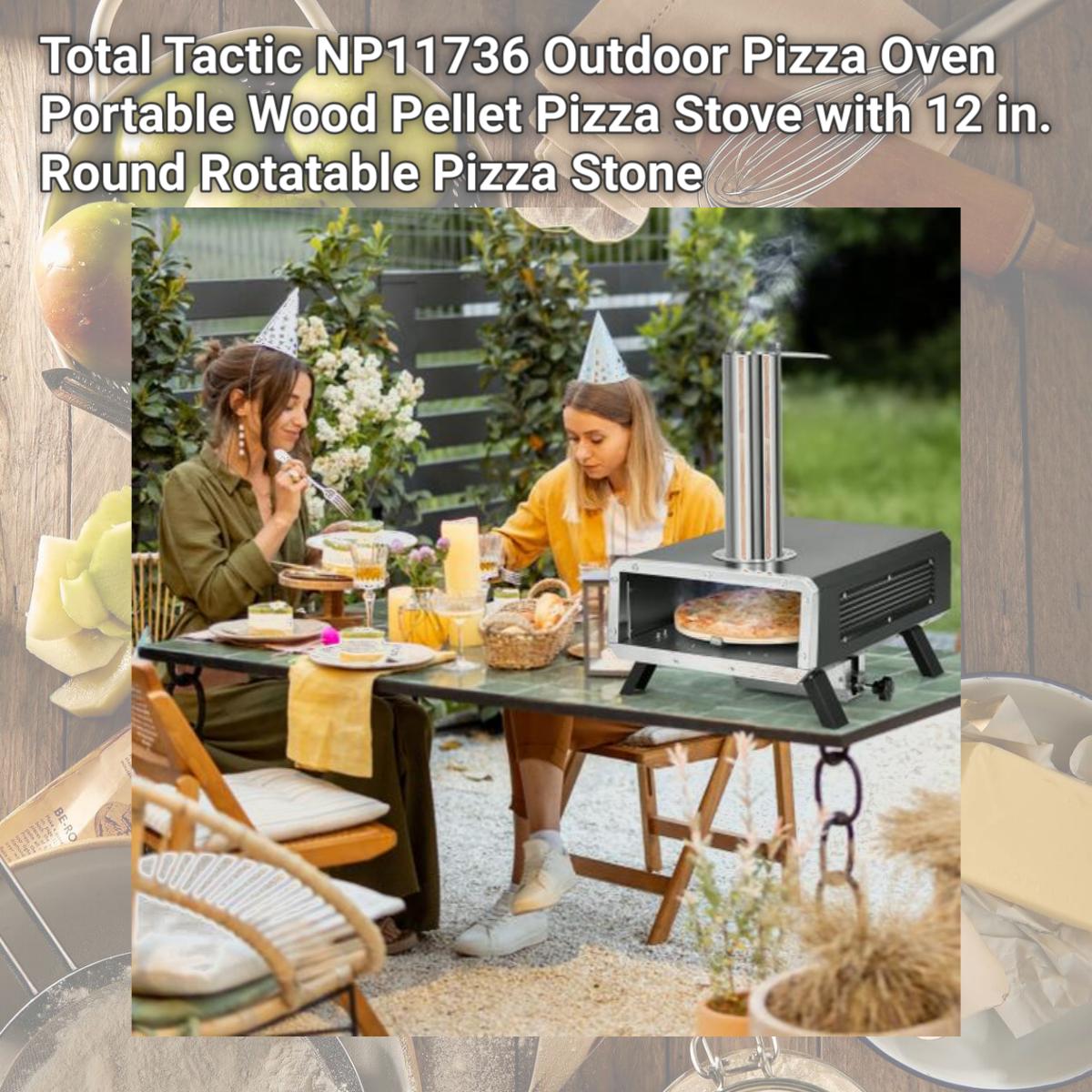 Picture of Total Tactic NP11736 Outdoor Pizza Oven Portable Wood Pellet Pizza Stove with 12 in. Round Rotatable Pizza Stone