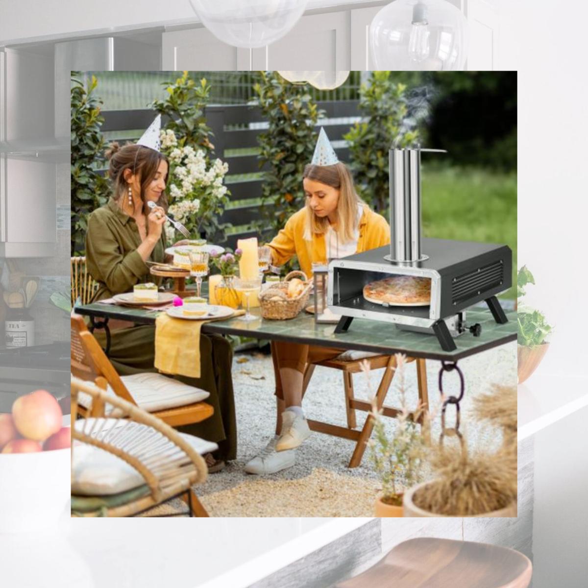 Picture of Total Tactic NP11736 Outdoor Pizza Oven Portable Wood Pellet Pizza Stove with 12 in. Round Rotatable Pizza Stone