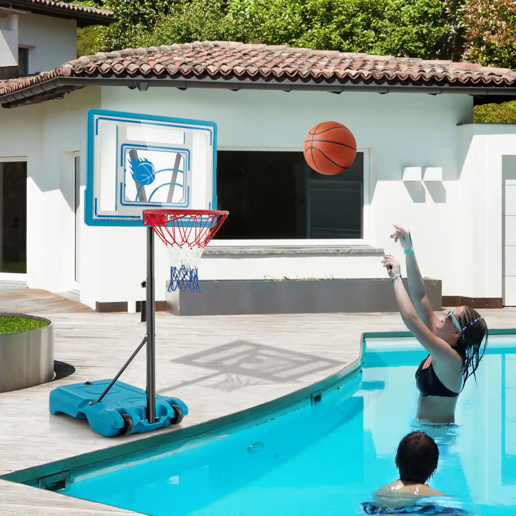 SP38102BL 3.8-4.4 ft. Height Adjustable Pool Basketball Hoop for Kids Teens & Adults - Blue