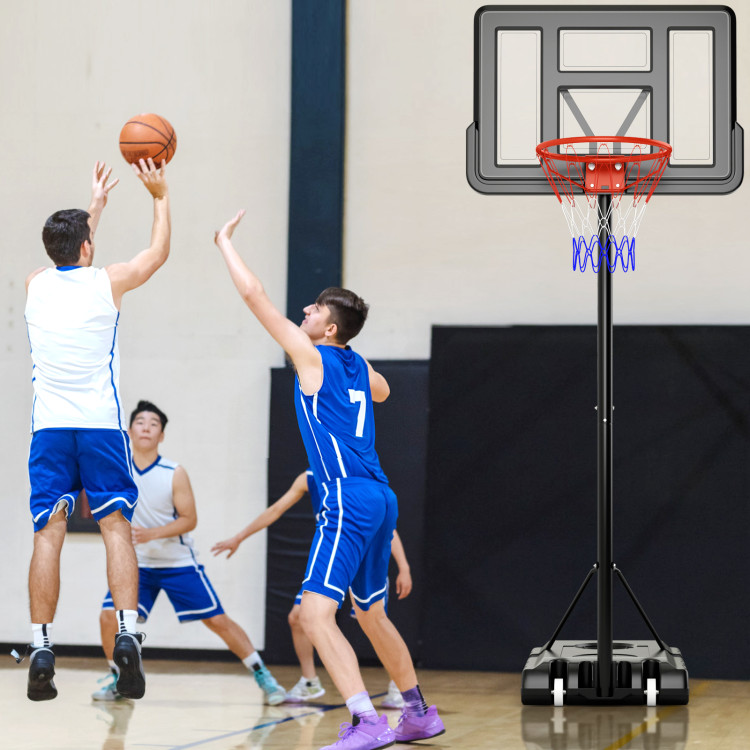 SP38177BK 4.4-10 ft. Adjustable Portable Basketball Hoop with 2 Wheels & Fillable Base - Black