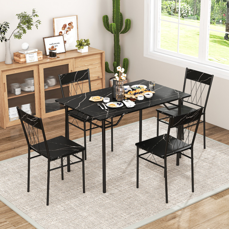 KC56978BK Dining Table Set for 4 with Kitchen Table & 4 Dining Chairs - Black - 5 Piece