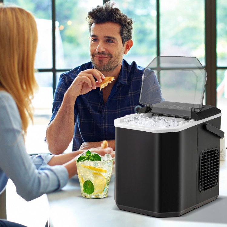Picture of Total Tactic ES10379US-BK Ice Maker Countertop with Self-Cleaning for Home Kitchen Office Party - Black