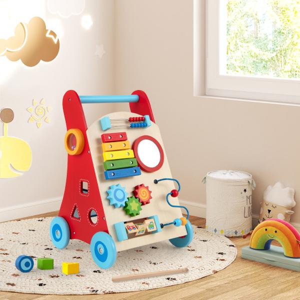 TP10320NA Baby Push Walker with Handle & Wheels for Boys & Girls 3 & Up Years Old - Multi Color