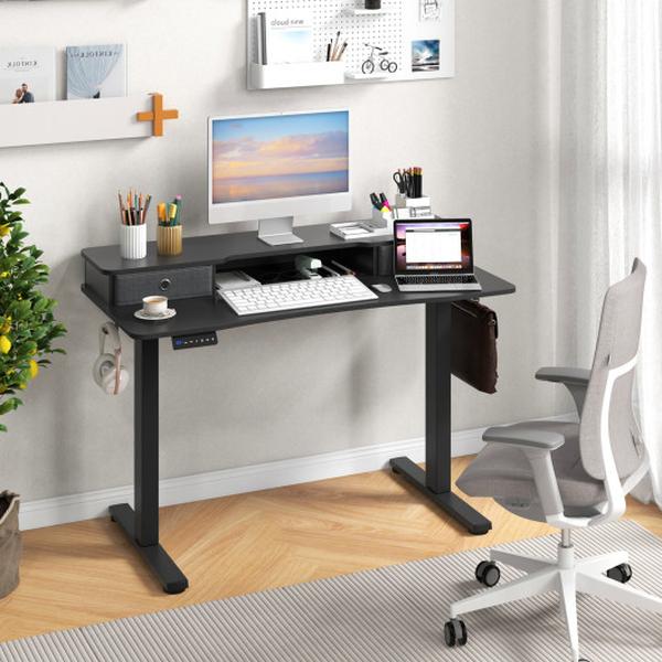 CB10760US-DK 48 x 24 in. Height Adjustable Electric Standing Desk with 2 Drawers - Black
