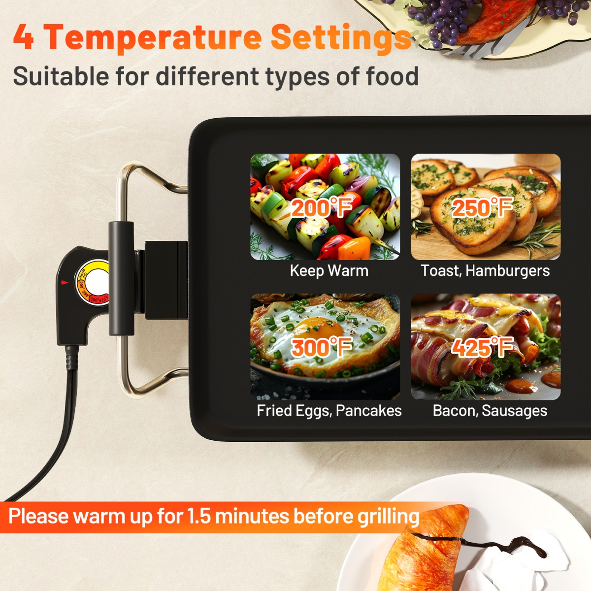 Picture of Costway ES10484US 35 in. Large Electric Griddle Nonstick BBQ Grill with Adjustable Temperature - Medium