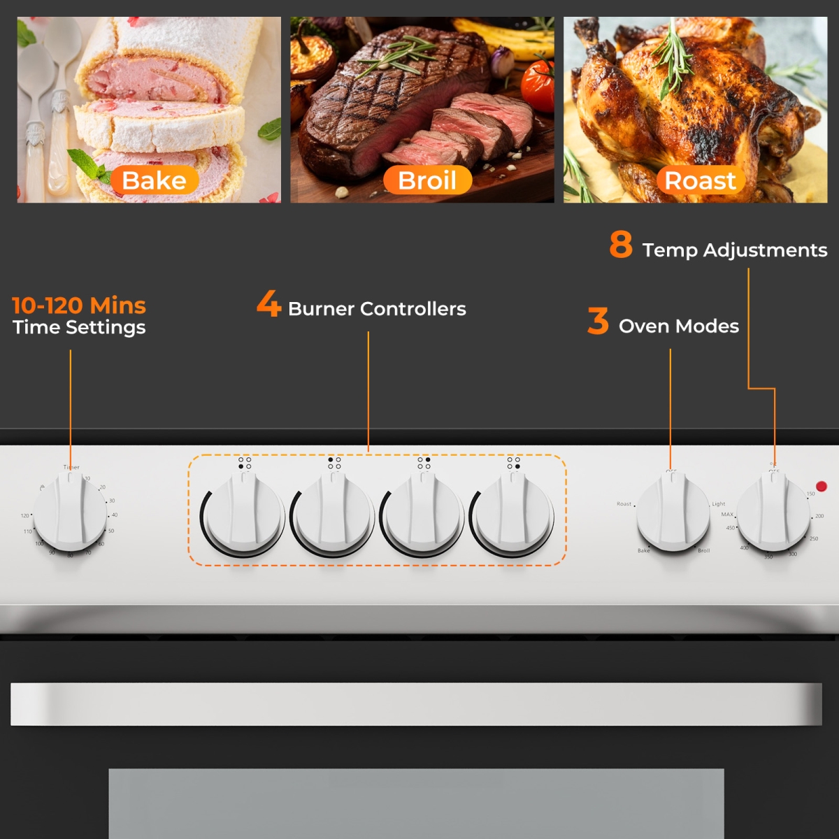 Picture of Costway FP10856WL-SL 30 in. Freestanding & Slide-in Kitchen Stove with 4 Burners Ceramic Cooktop - Silver