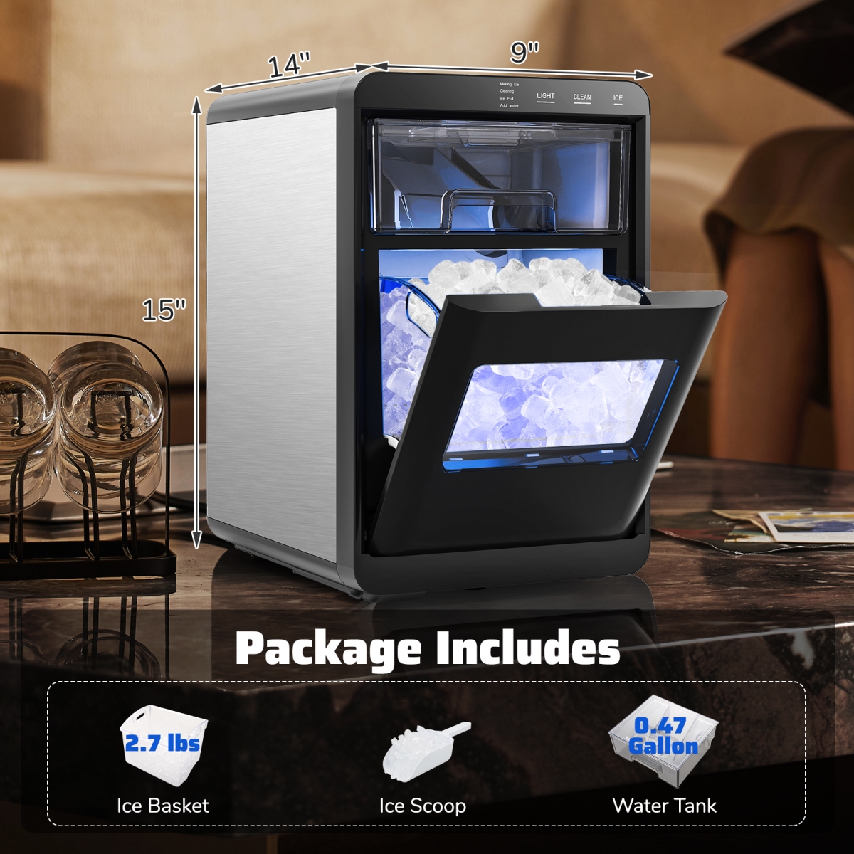 Picture of Costway ES10547US-BK Nugget Ice Maker Countertop with Soft Chewable Pellet - Black