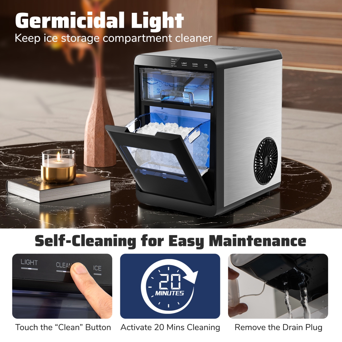 Picture of Costway ES10547US-BK Nugget Ice Maker Countertop with Soft Chewable Pellet - Black