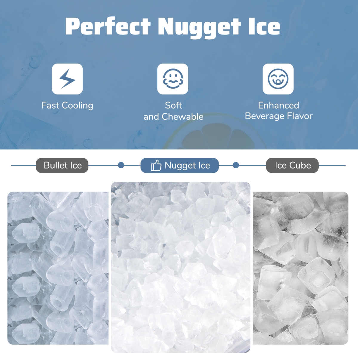 Picture of Costway ES10547US-BK Nugget Ice Maker Countertop with Soft Chewable Pellet - Black