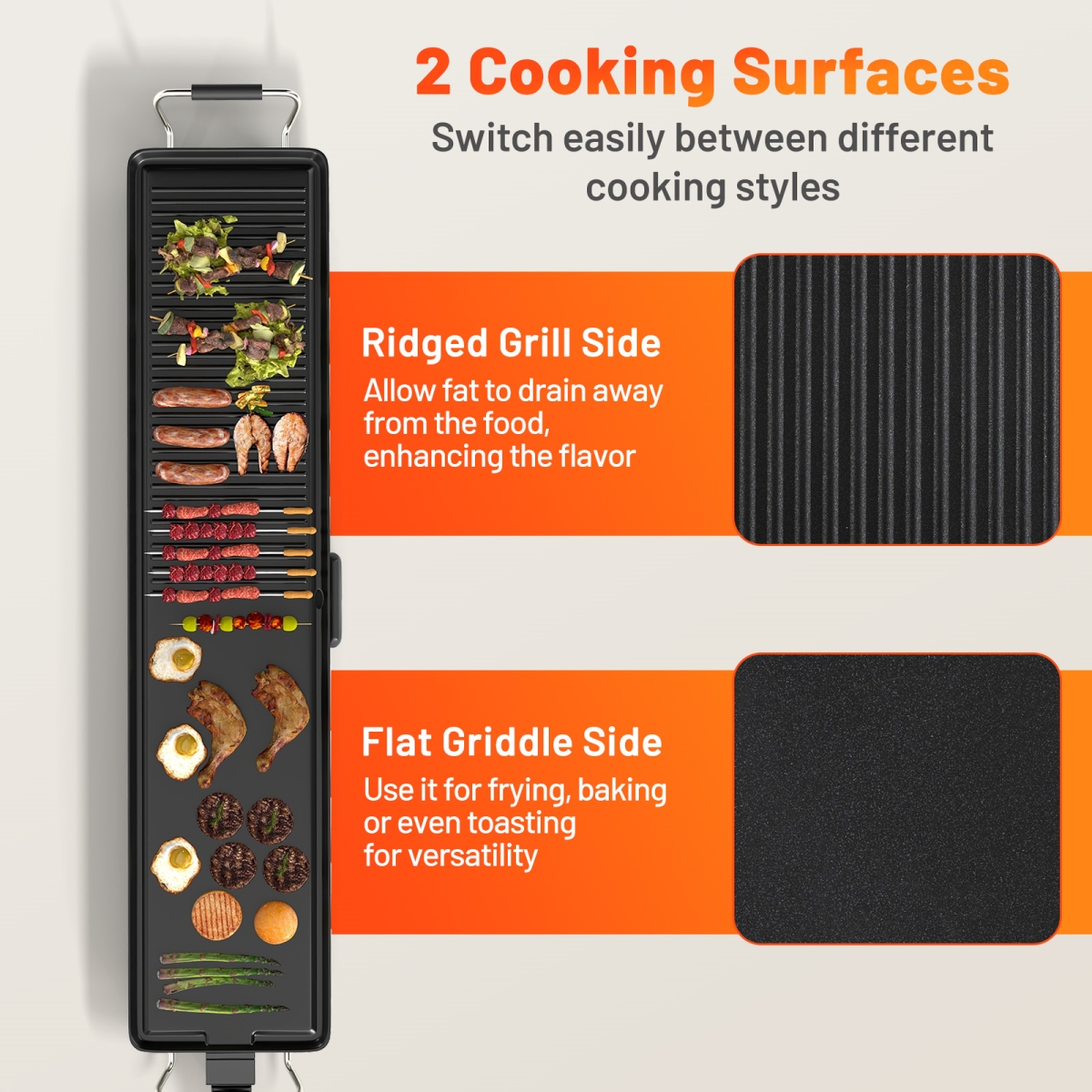 Picture of Costway ES10478US 39.5 in. Extra Large Electric Griddle with 2 Cooking Surface & Adjustable Temperatures