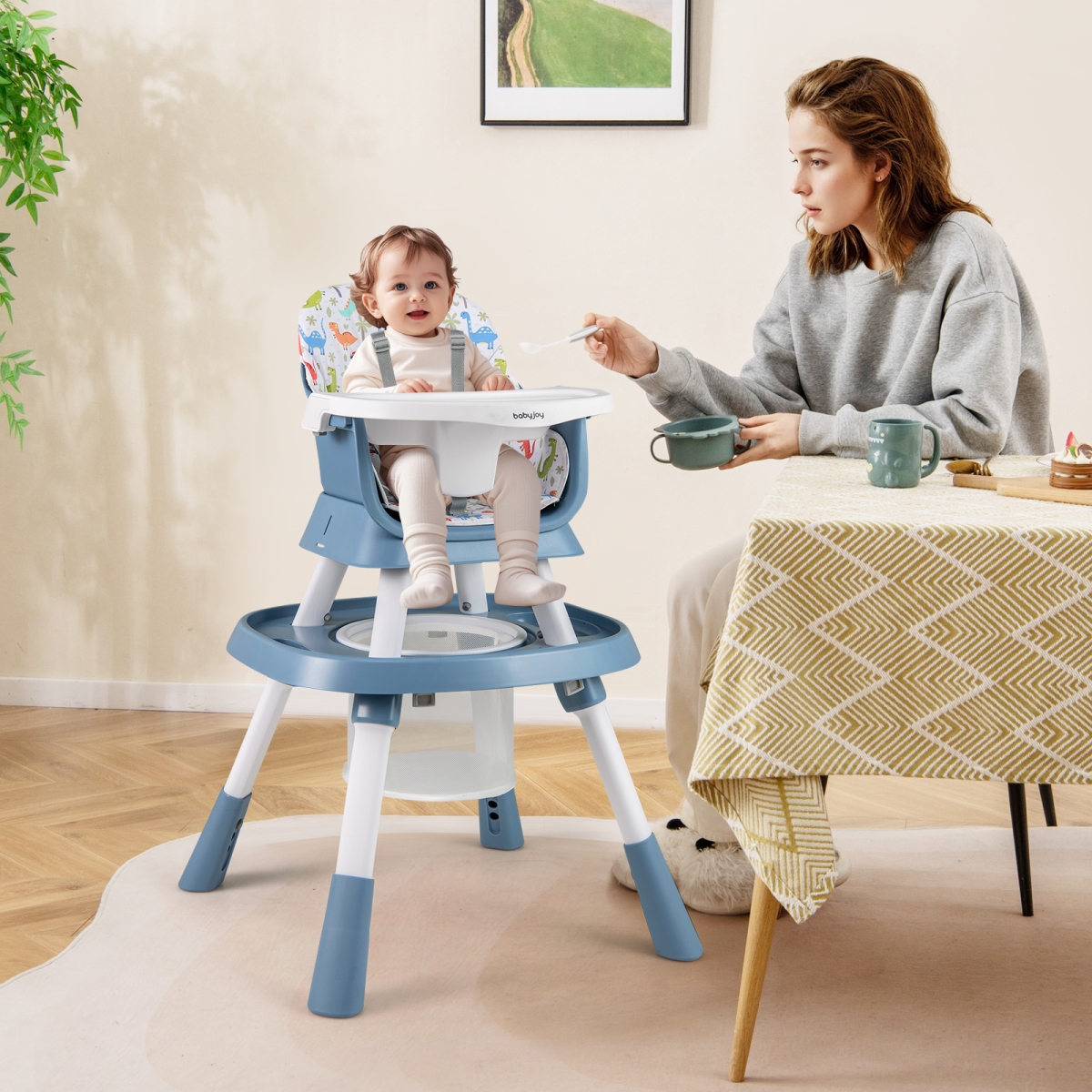 AD10079LV 16-in-1 Baby High Chair with Activity Center & Booster Seat for Babies & Toddlers - Celadon