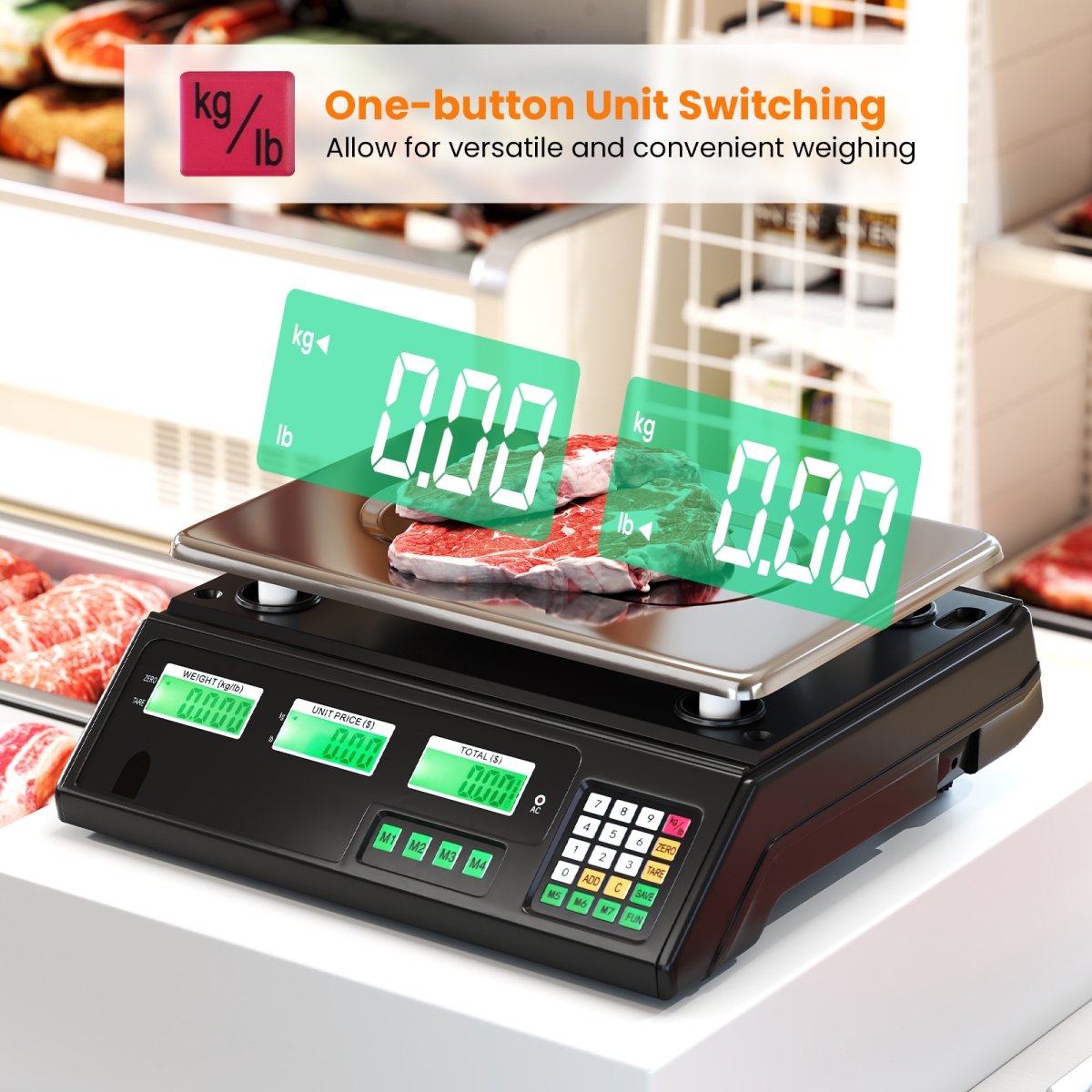 Picture of Costway ES10555US Computing Scale - Digital Commercial Food Scale with Counting Function, Black & Silver - 88 lbs