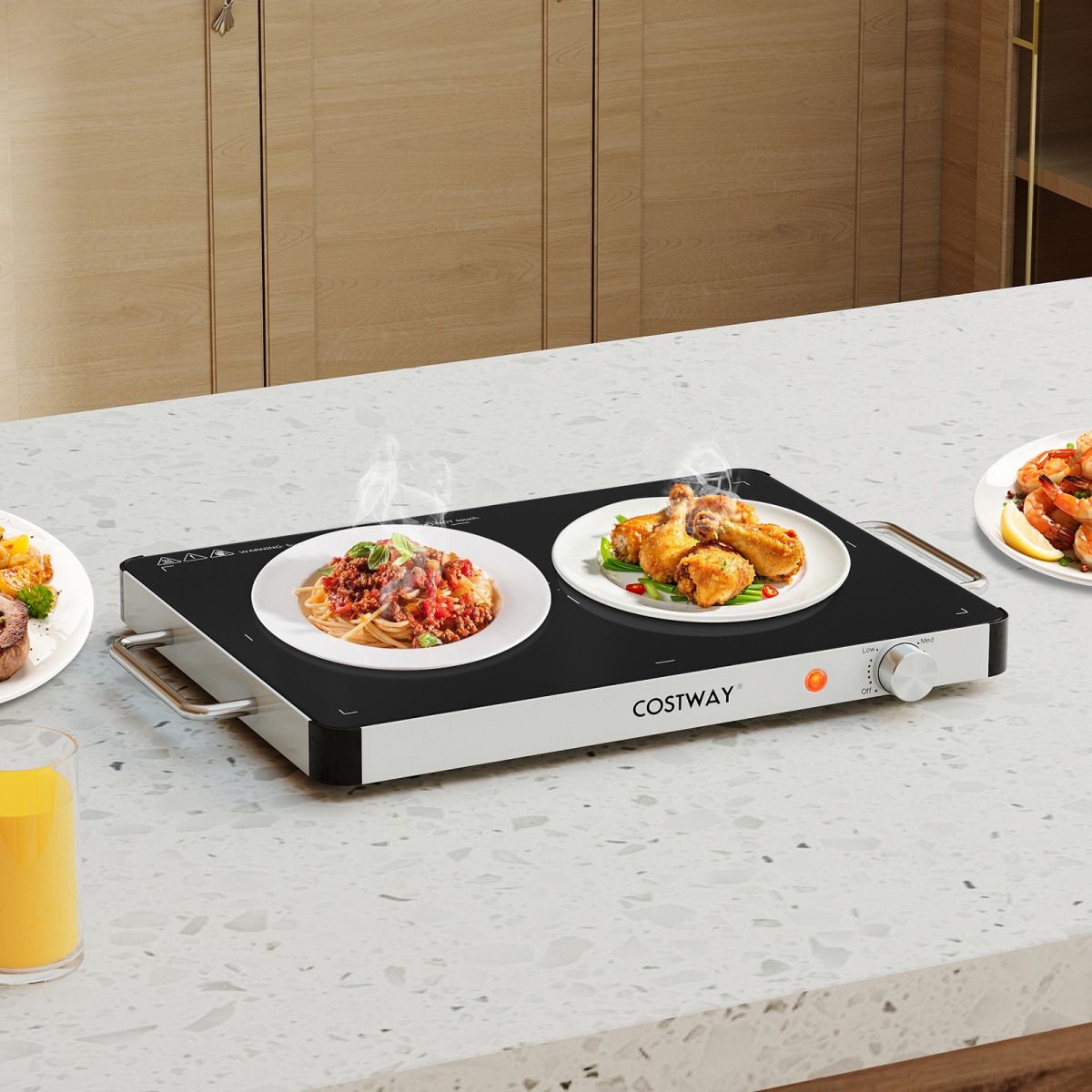 Picture of Costway ES10507US Electric Warming Tray Food Warmer with Adjustable Temperature Control, Black