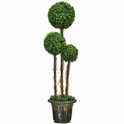 HW67075 4 ft. Artificial UV Resistant Topiary Triple Ball Tree Plant
