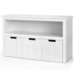 HW67310WH Kid Toy Storage Cabinet 3 Drawer Chest with Wheels Large Storage Cube Shelf, White