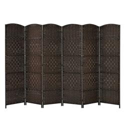HW67707CF 6.5 ft. 6-Panel Weave Folding Fiber Room Divider Screen, Brown