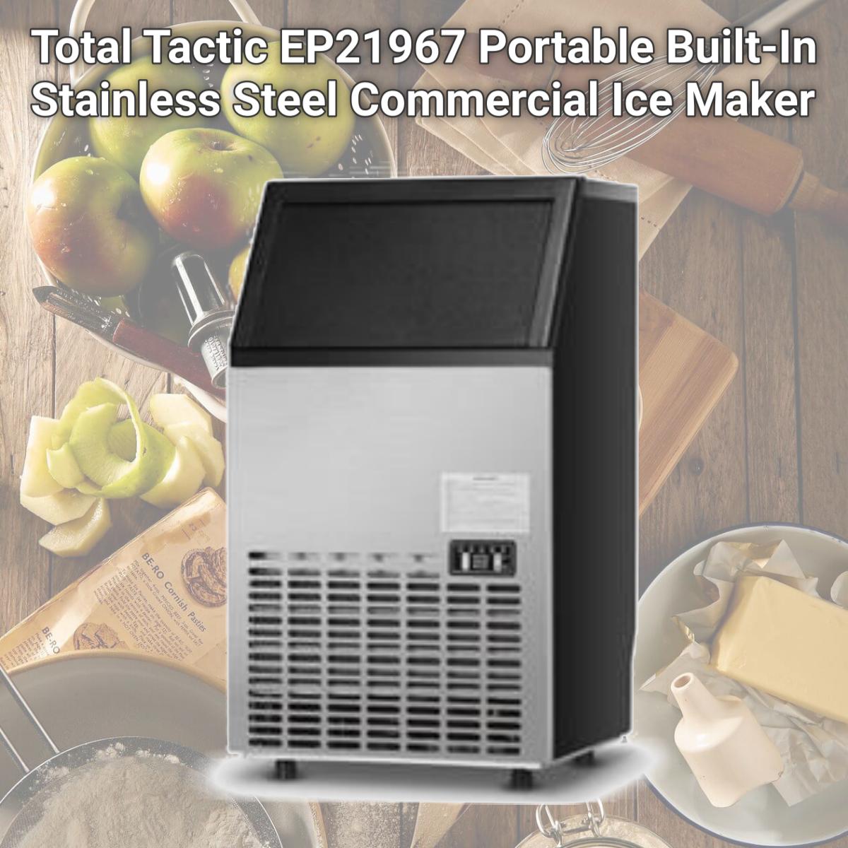 Picture of Total Tactic EP21967 Portable Built-In Stainless Steel Commercial Ice Maker