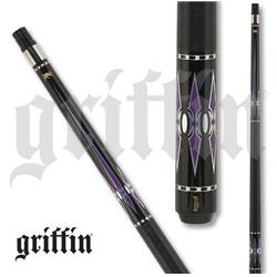 Gr48 21 21 Oz Griffin Pool Cue - Black&#44; Purple & Silver