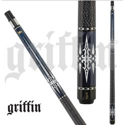 Gr49 19 19 Oz Griffin Pool Cue - Blue Stained Maple&#44; Fancy White & Gold