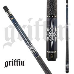 Gr49 21 21 Oz Griffin Pool Cue - Blue Stained Maple&#44; Fancy White & Gold