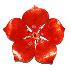 Esh156 Wall Flower Metal Decor Red