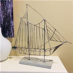 Esh142 Wire Sailboat Sculpture Gray