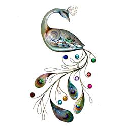 M7023 Peacock Wall Decor With Jewelled Tail