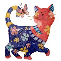 M7015 Cat Wall Decor, Blue & Red