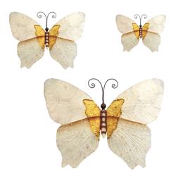 M2026 Butterfly Wall Decor, White & Gold - Set Of 3