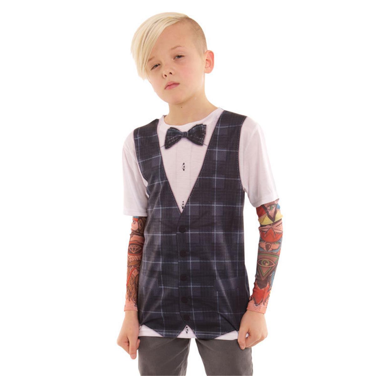 F134199-s Youth Hipster Vest With Tattoo, Black - Small