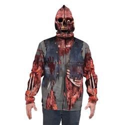 F133678-s Mens Zombie Mask Hoodie, Blue - Small