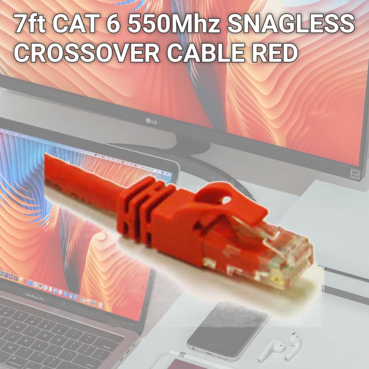 Picture of Cables To Go 27862 7ft CAT 6 550Mhz SNAGLESS CROSSOVER CABLE RED