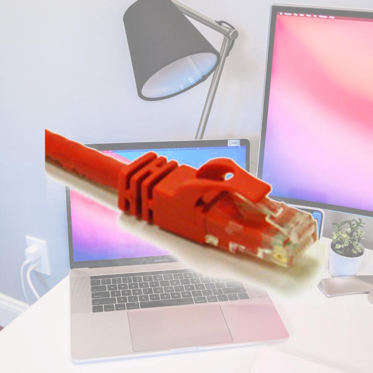 Picture of Cables To Go 27862 7ft CAT 6 550Mhz SNAGLESS CROSSOVER CABLE RED