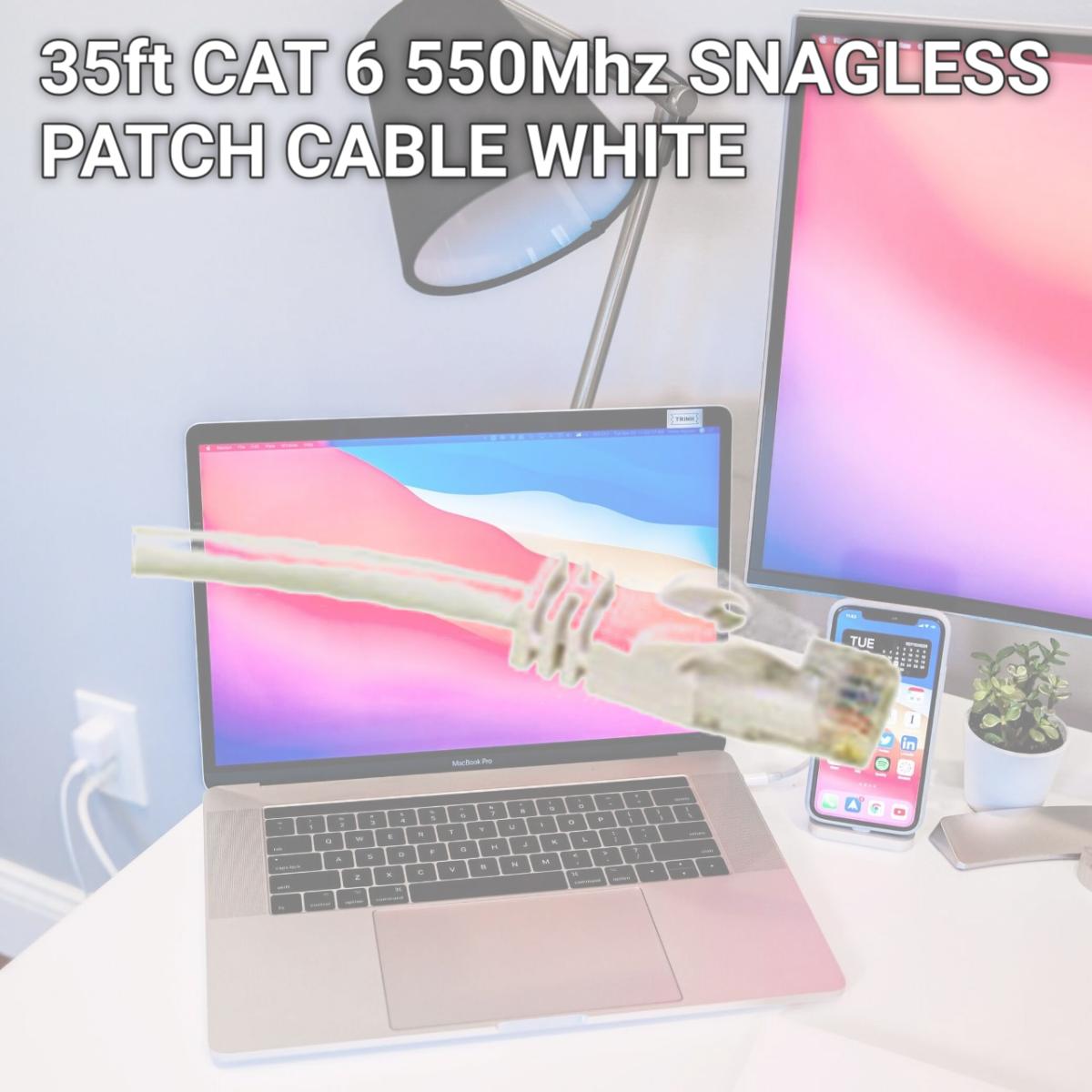Picture of Cables To Go 31353 35ft CAT 6 550Mhz SNAGLESS PATCH CABLE WHITE