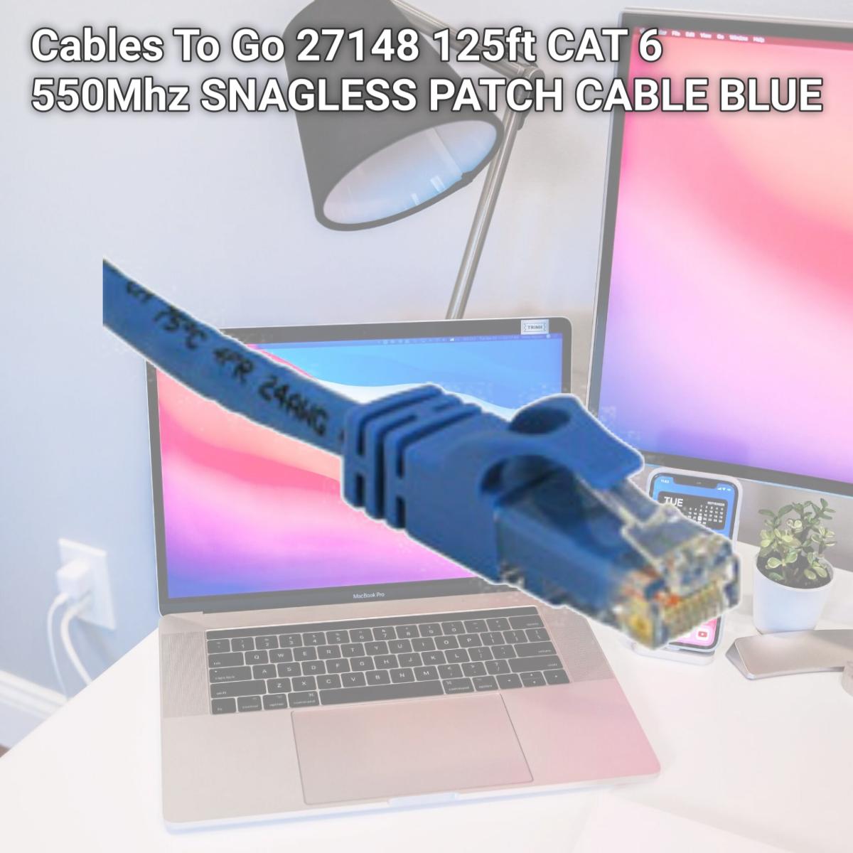 Picture of Cables To Go 27148 125ft CAT 6 550Mhz SNAGLESS PATCH CABLE BLUE