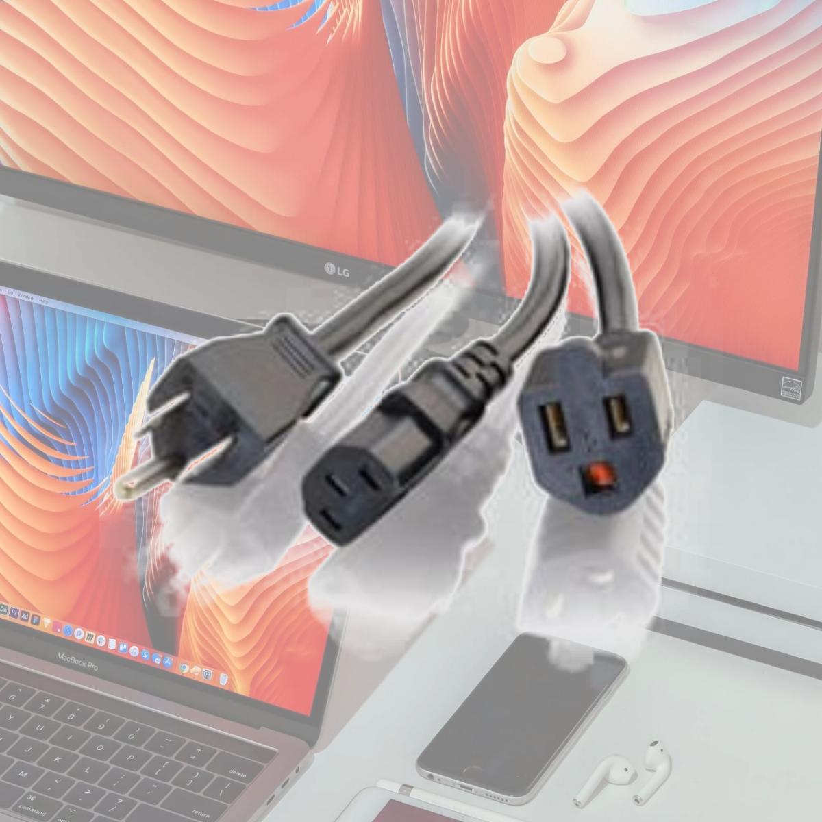 Picture of Cables To Go 29811 3ft 1-TO-2 POWER CORD SPLITTER NEMA 5-15P to 1 NEMA 5-15R + 1 IEC320 C13
