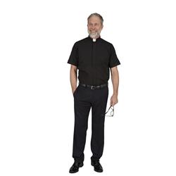 Summer Comfort Short Sleeve Clergy Shirt, Black - 19 in.