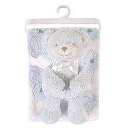 Blue Plush Bear & Blanket Set - Pack Of 4