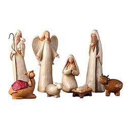 D3040 8 in. Wood Finish Nativity Set