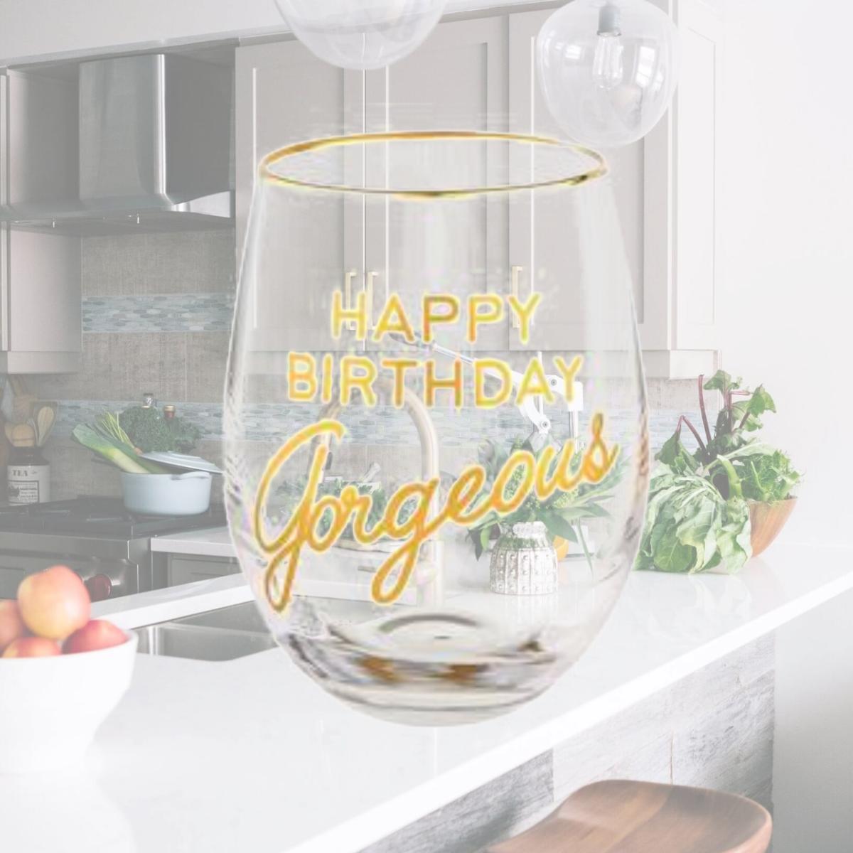 Picture of Christian Brands G2538 17 oz Stemless Wine Glass  Birthday GorgeousPack of 4