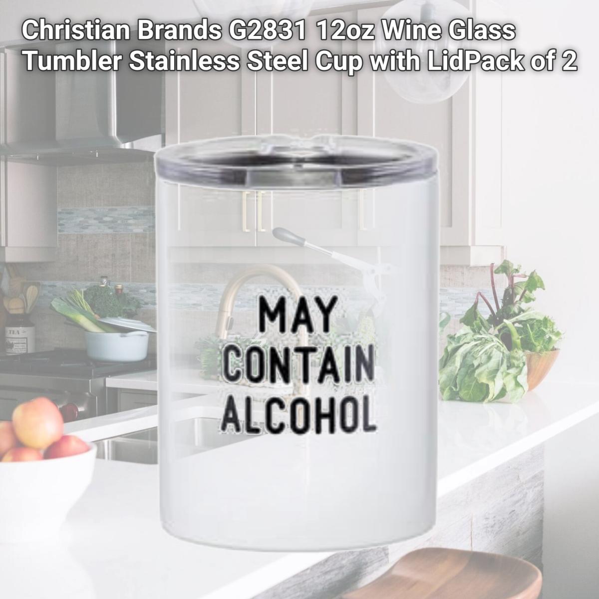 Picture of Christian Brands G2831 12oz Wine Glass Tumbler Stainless Steel Cup with LidPack of 2