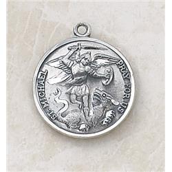 Ss399 Sterling Patron Saint Michael Medal With 24 In. Chain - Round