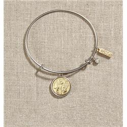 Wc077s Vintage Blessings Guard Angel Silver Bangle