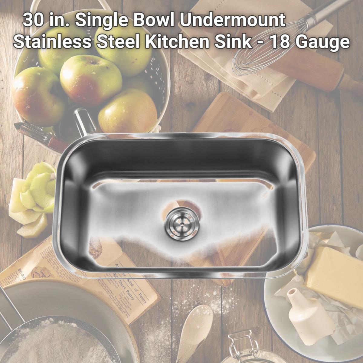 Picture of Contempo Living 18-960-D 30 in. Single Bowl Undermount Stainless Steel Kitchen Sink - 18 Gauge